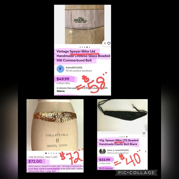 80s "Milor" Gold Sequin & Beaded Cummerbund Belt - Metallic Shades of Gold - Picture 9 of 9